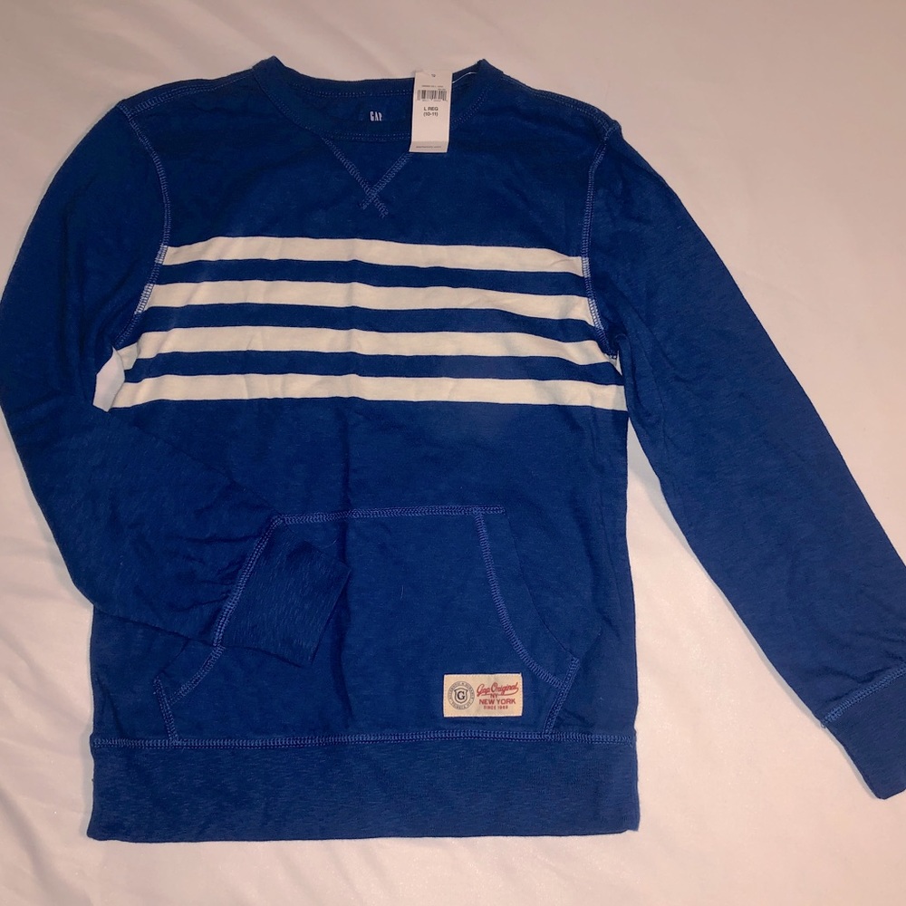 NWT Gap Kids long sleeve shirt with front kangaroo pocket, sz Large